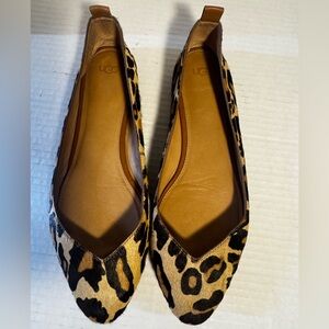 UGG Calf Hair Leopard Print Flats - Tan and Black